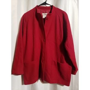 Women's size medium petite wool acetate red blazer style jacket w/pockets